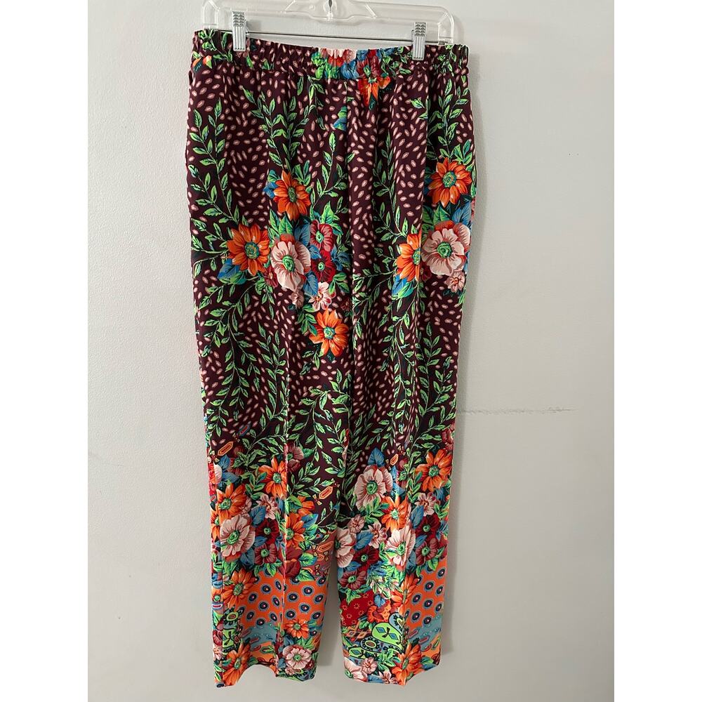 Chicos Pants Folk Art Wide Leg Floral Relaxed Fit Pull On Chicos 1R US Size 8/10 - Picture 4 of 7